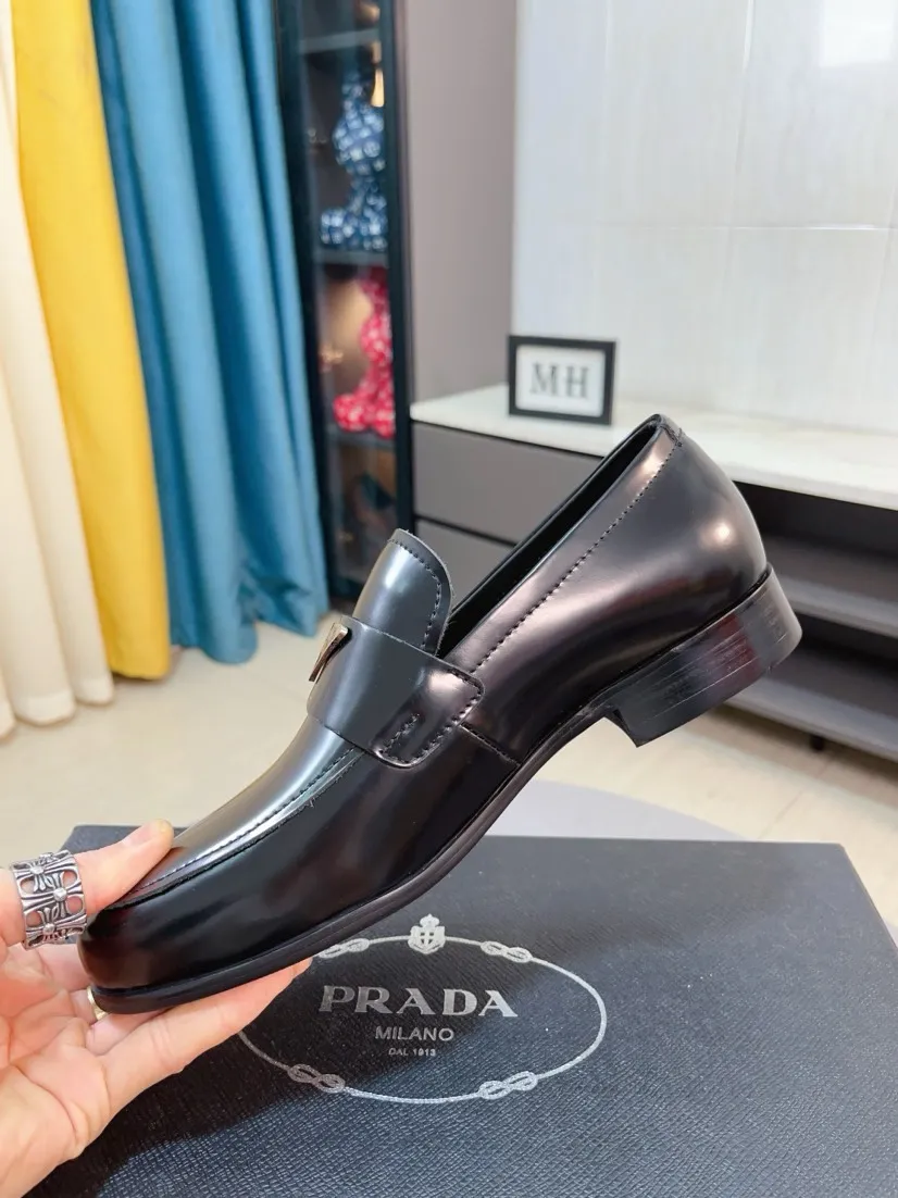 Men's shoes 💰540🌹🌹【PRADA Leather Shoes】Top purchasing agency Original imported Italian custom-made open-edge beaded cowhide leather surface, fully imported water-dyed breathable cowhide lining, original factory special molded sole super comfortable, size: 38-44